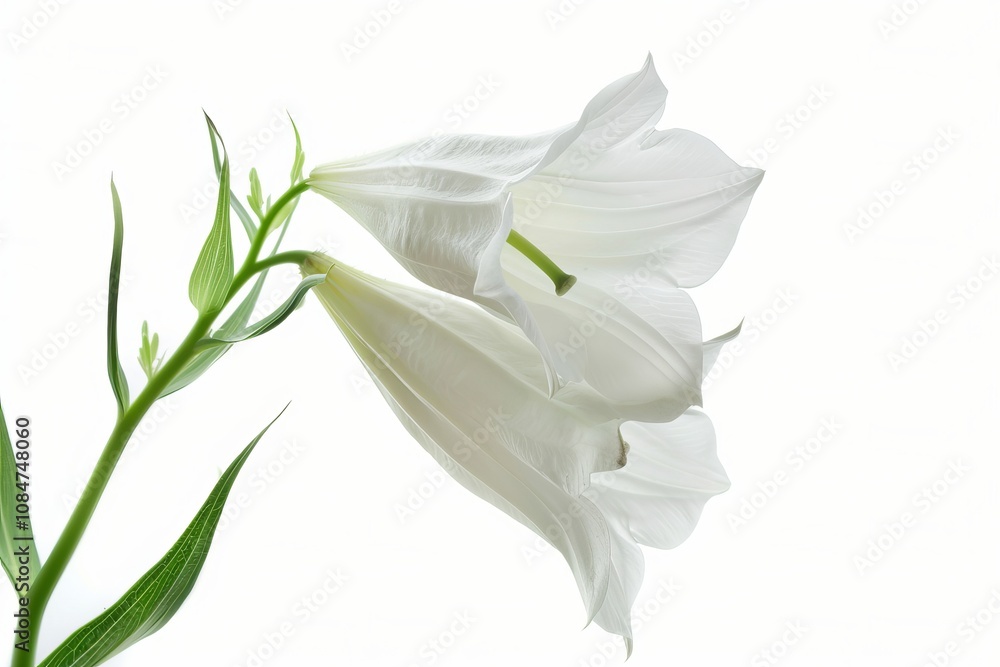 Fototapeta premium White Bell flower Isolated on White Background.