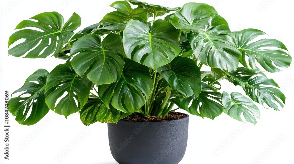 PNG Lush indoor potted monstera plant PNG Lush indoor potted monstera plant