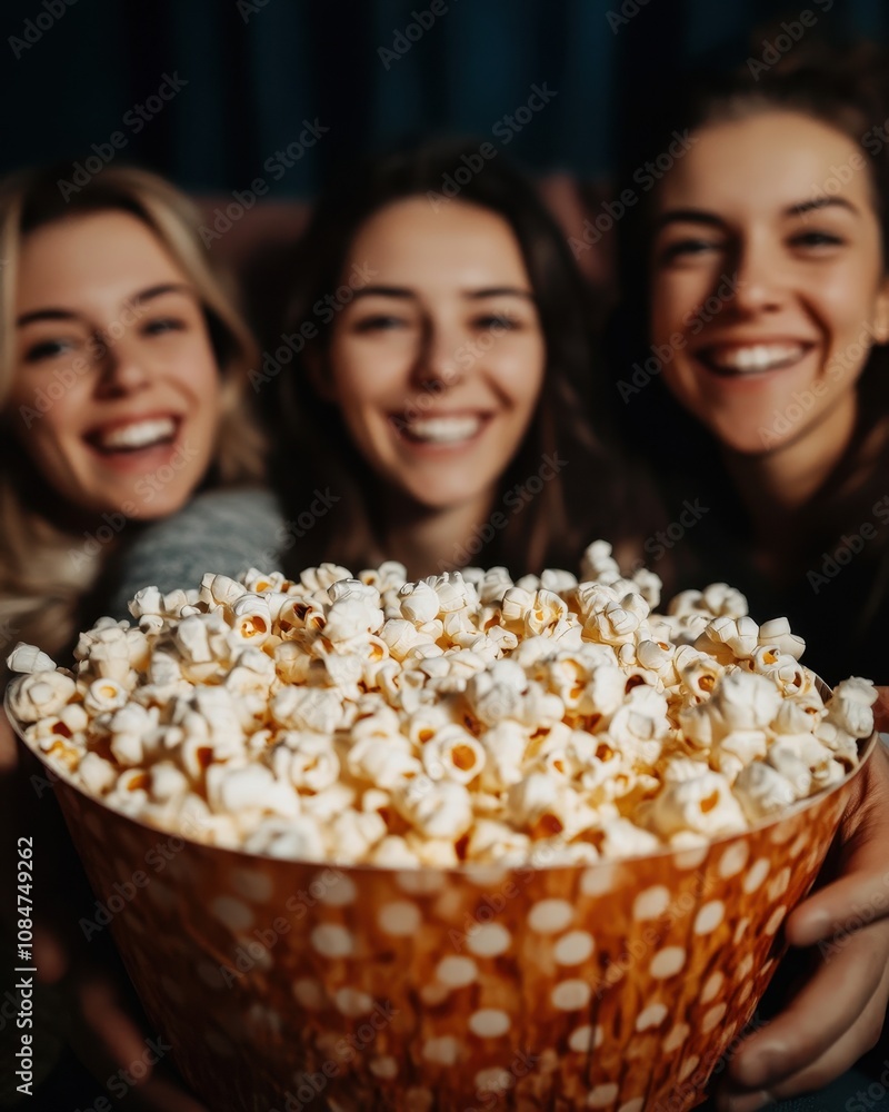Mixed group of friends having a movie night Mixed group of friends having a movie night