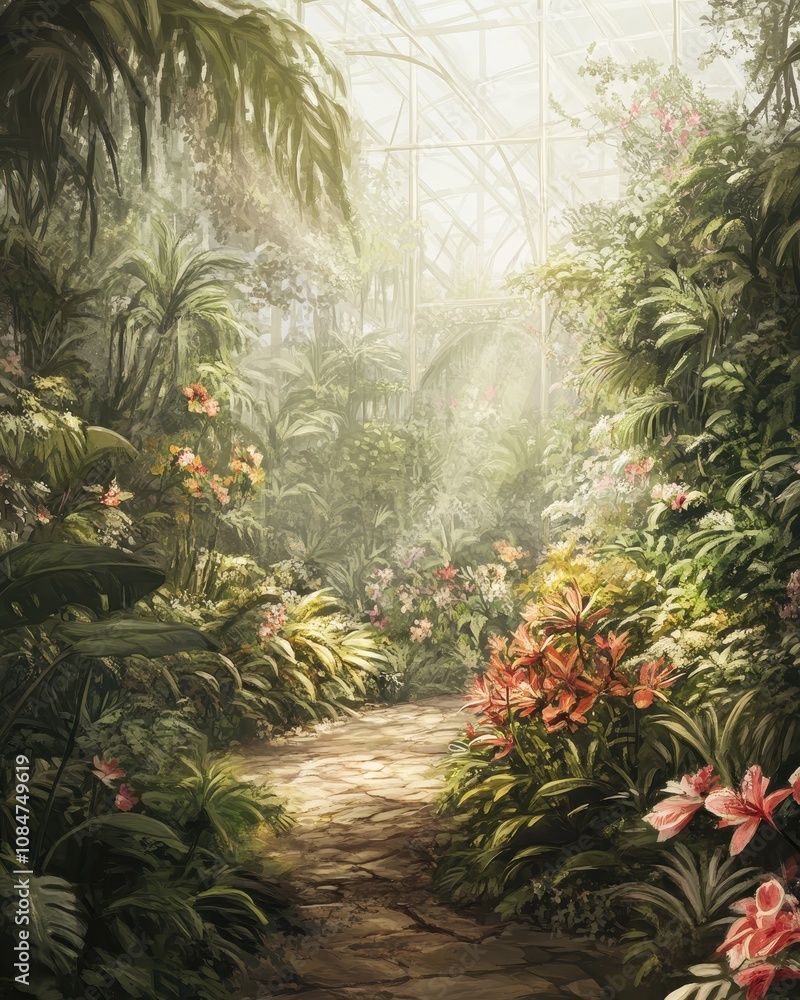 Fototapeta premium Center for bioresearch on plants, botanics, and florals. Center for plant, botanic, and floral research