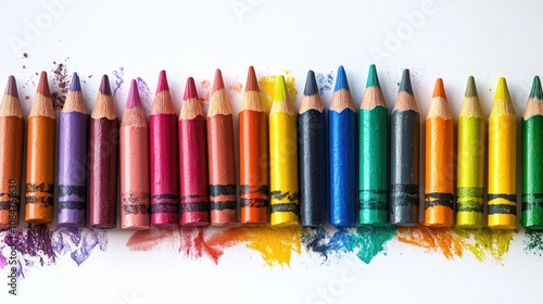 Crayon white background arrangement creativity.