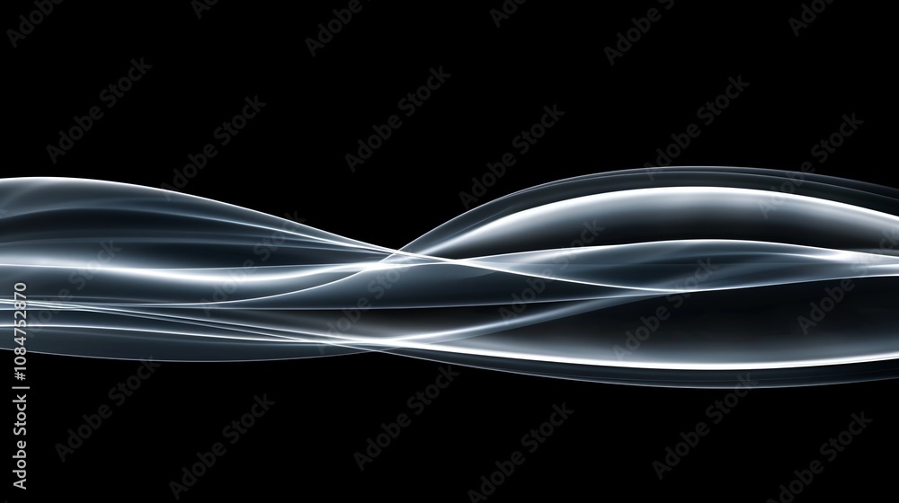 Obraz premium Wallpaper Abstract smooth elegant white waves flowing on black background