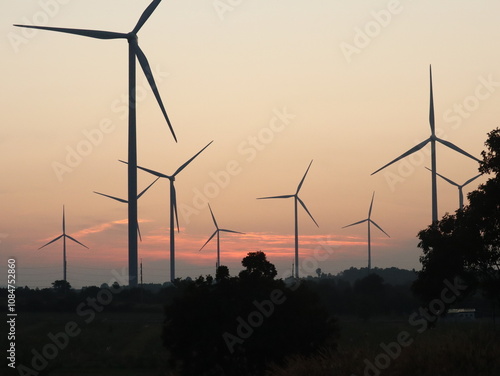 Canvas Print A wind turbine is a machine that converts kinetic energy from the movement of the wind and uses it to generate electricity by connecting it to a turbine or dynamo to generate electricity