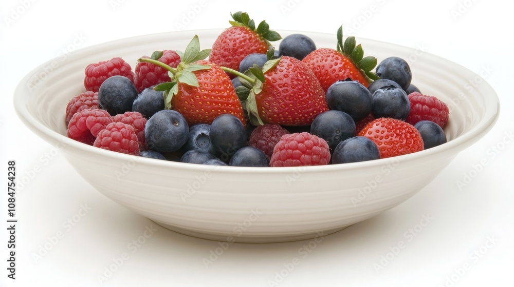 Fresh and vibrant bowl filled with an assortment of strawberries, blueberries, and raspberries showcasing natural colors and textures for healthy eating inspiration Fresh and vibrant bowl filled with an assortment of strawberries, blueberries, and raspberries showcasing natural colors and textures for healthy eating inspiration