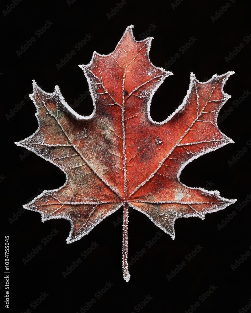 A winter autumn oak leaf covered in ice A winter autumn oak leaf covered in ice