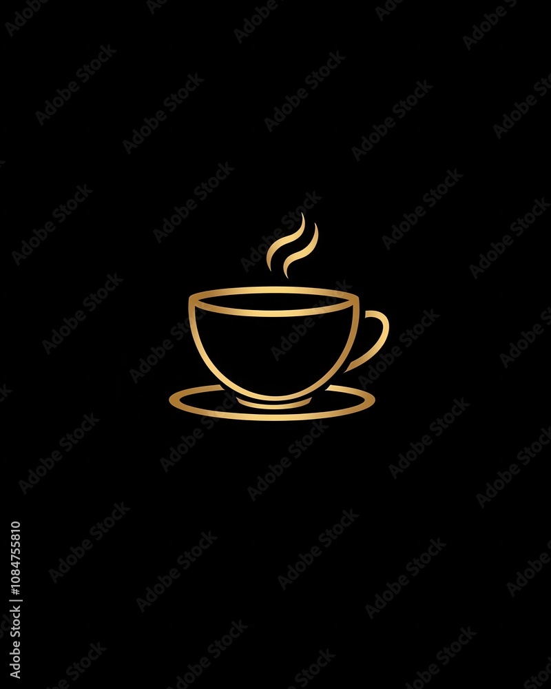 Obraz premium Coffee cup logo icon saucer drink black.