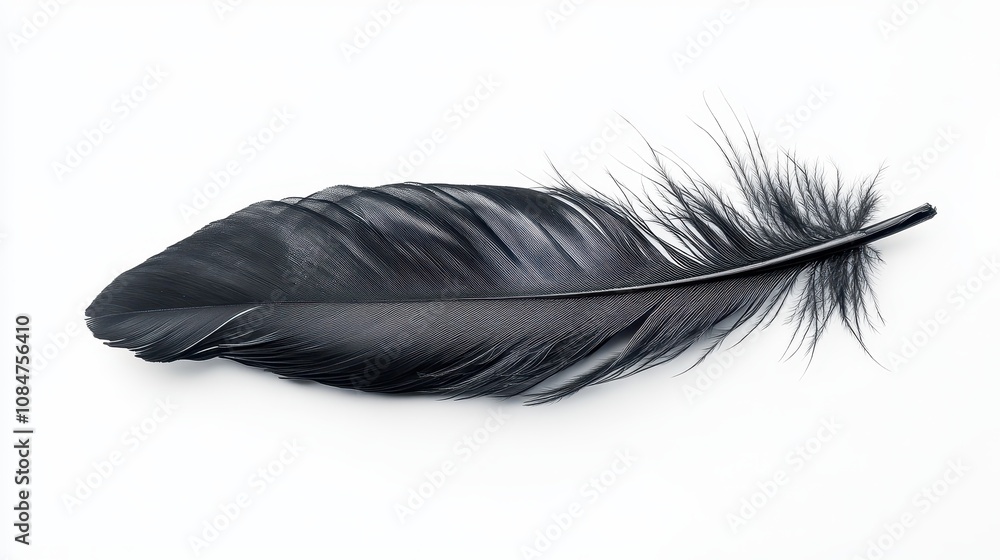 Elegant black feather isolated Elegant black feather isolated