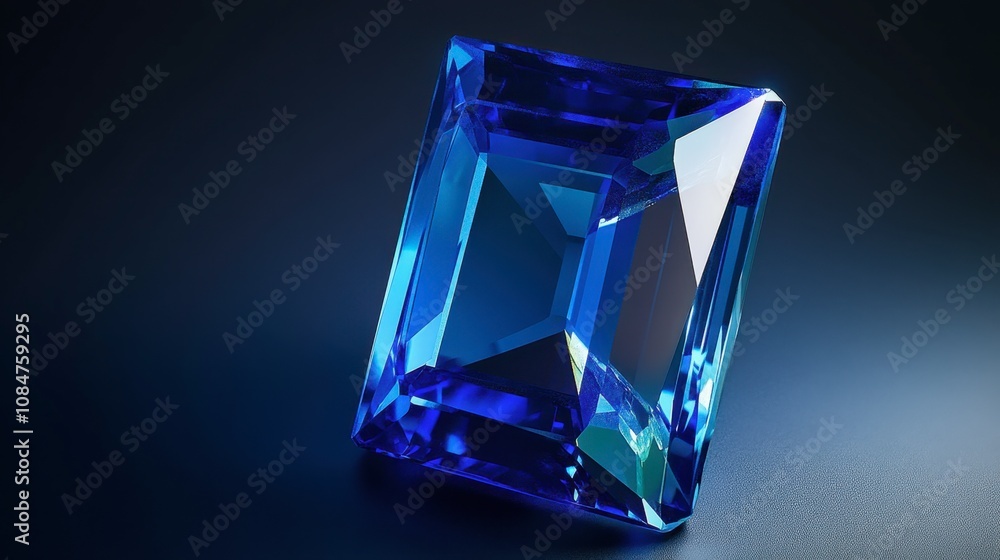 Stunning Blue Gemstone Displaying Brilliant Facets and Reflective Surfaces, Showcasing Light Interaction for Artistic and Commercial Use in Design Projects Stunning Blue Gemstone Displaying Brilliant Facets and Reflective Surfaces, Showcasing Light Interaction for Artistic and Commercial Use in Design Projects