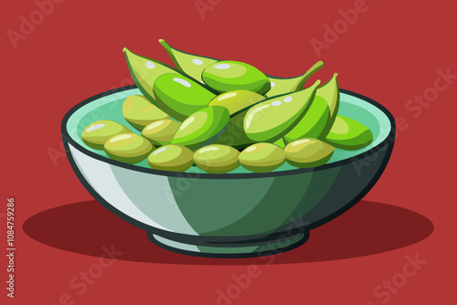 Wallpaper Mural  Edamame  soybeans  shelled in glass bowl vector art illustration Torontodigital.ca