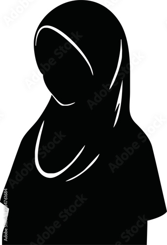 Black silhouette of a hijabi Moslem woman . This vector design is perfect for hijab brands.