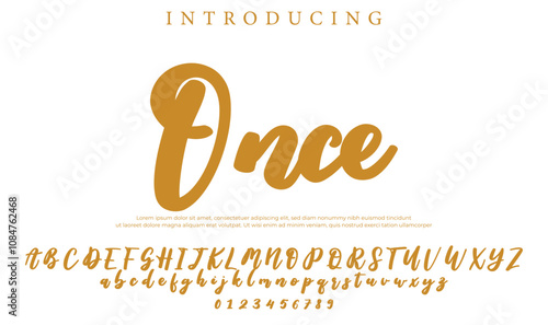 Once Font Stylish brush painted an uppercase vector letters, alphabet, typeface
