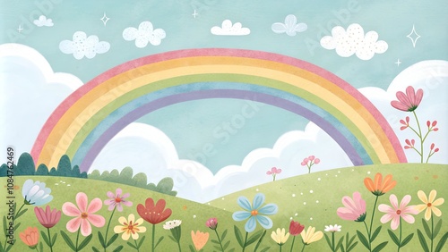 rainbow and flowers