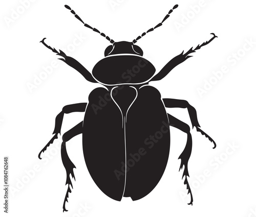 Black and white beetle cartoon, Beetle icon silhouette