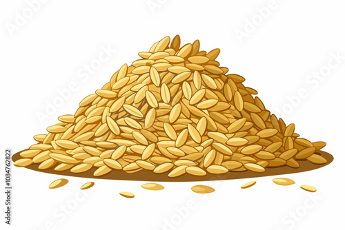 A pile of uncooked rolled oats vector art illustration