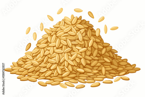 A pile of uncooked rolled oats vector art illustration