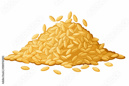 A pile of uncooked rolled oats vector art illustration