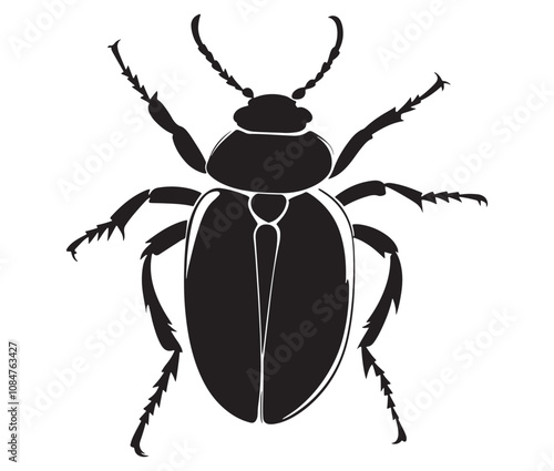Black and white beetle cartoon, Beetle icon silhouette