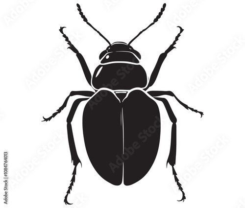 Black and white beetle cartoon, Beetle icon silhouette