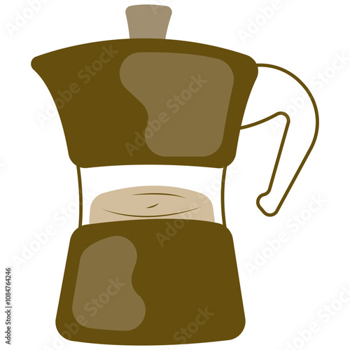 Collection of coffee tools and utensils for brewing and serving, isolated vector cliparts. Hand drawn doodle illustrations. Coffee machine and other equipment for coffee shop.