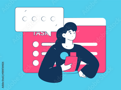 Flat vector illustration of business people operating work scene
