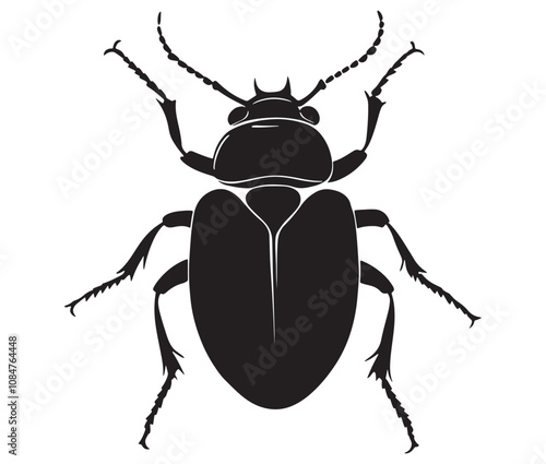 Black and white beetle cartoon, Beetle icon silhouette