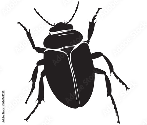 Black and white beetle cartoon, Beetle icon silhouette