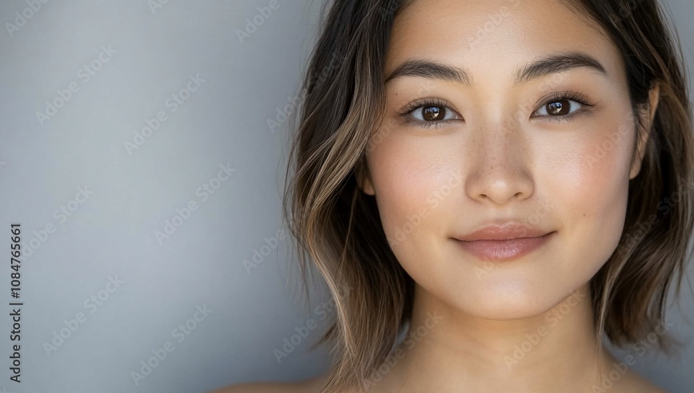 Asian woman face with radiant skin Asian woman face with radiant skin