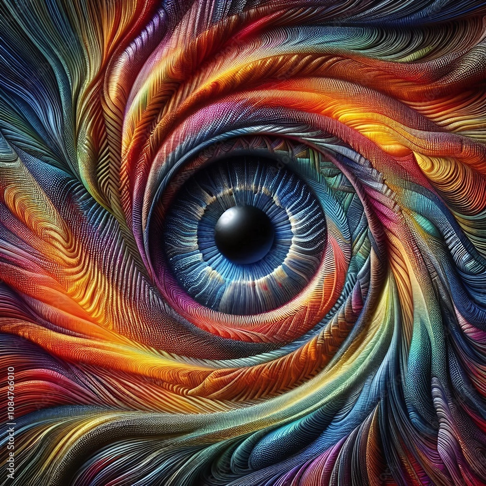Obraz premium The Eye of Complexity: Woven Textures and Fractal Patterns in Harmony