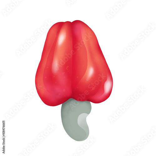 Illustration of red cashew fruit isolated 