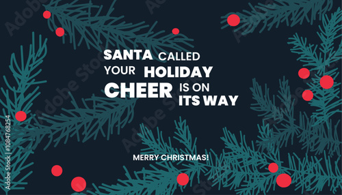 Merry Christmas greeting card, holiday background. Modern beautiful Xmas design with typography, web banner, brush strokes and snowflakes. Minimal art, poster, cover, template in green red blue colors