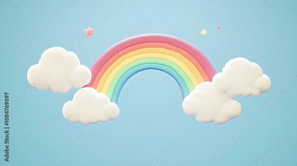 Colorful Rainbow with Cute Clouds Colorful Rainbow with Cute Clouds