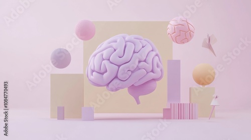 Visual of reverse thinking brain with concepts moving backward abstract creative ideas unconventional flow soft colors minimal background photo