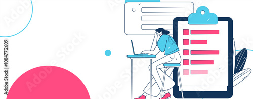 Flat vector illustration of business people operating work scene
