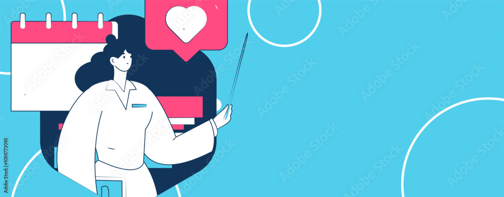 Fototapeta premium Flat vector illustration of business people operating work scene