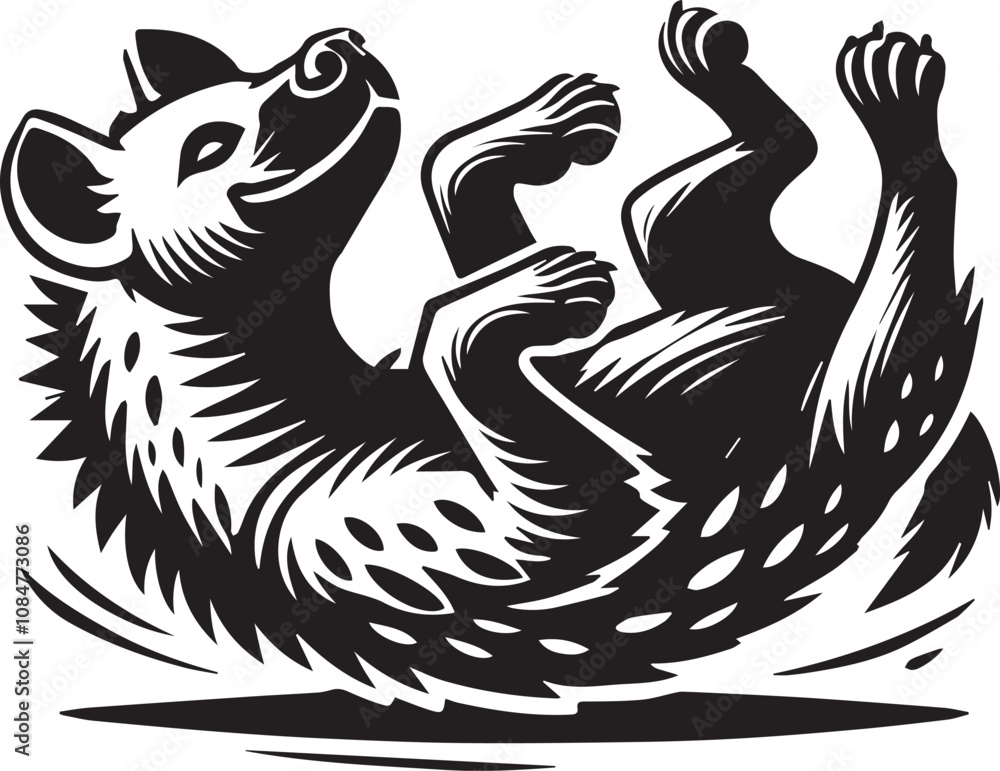 Obraz premium A playful hyena rolling on its back silhouette