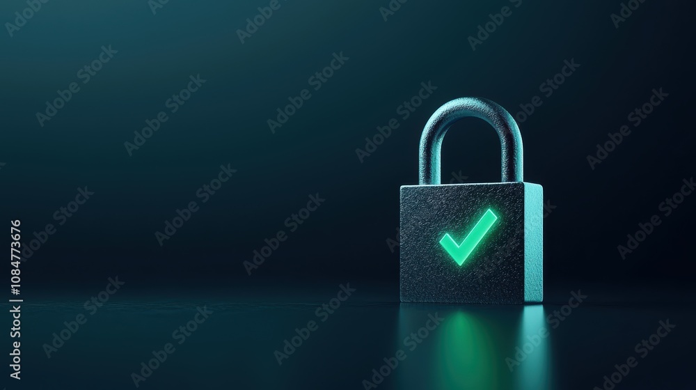 A sleek, modern padlock icon with a glowing green checkmark, symbolizing secure access and data encryption. A sleek, modern padlock icon with a glowing green checkmark, symbolizing secure access and data encryption.