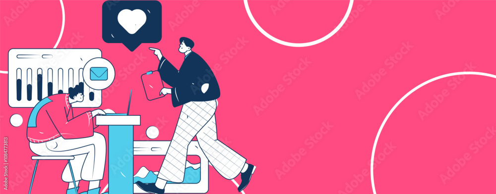 Flat vector illustration of business people operating work scene
Flat vector illustration of business people operating work scene