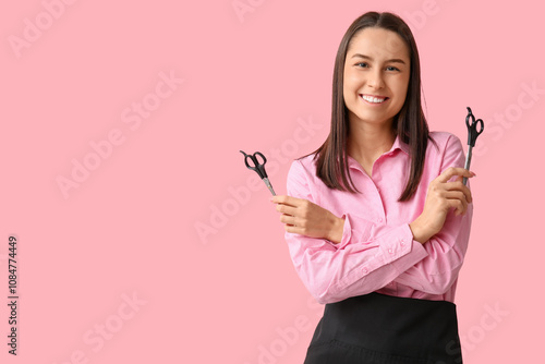 Female hairdresser with sci...
