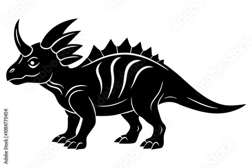  Dinosaur Styracosaurus on the white background vector art illustration