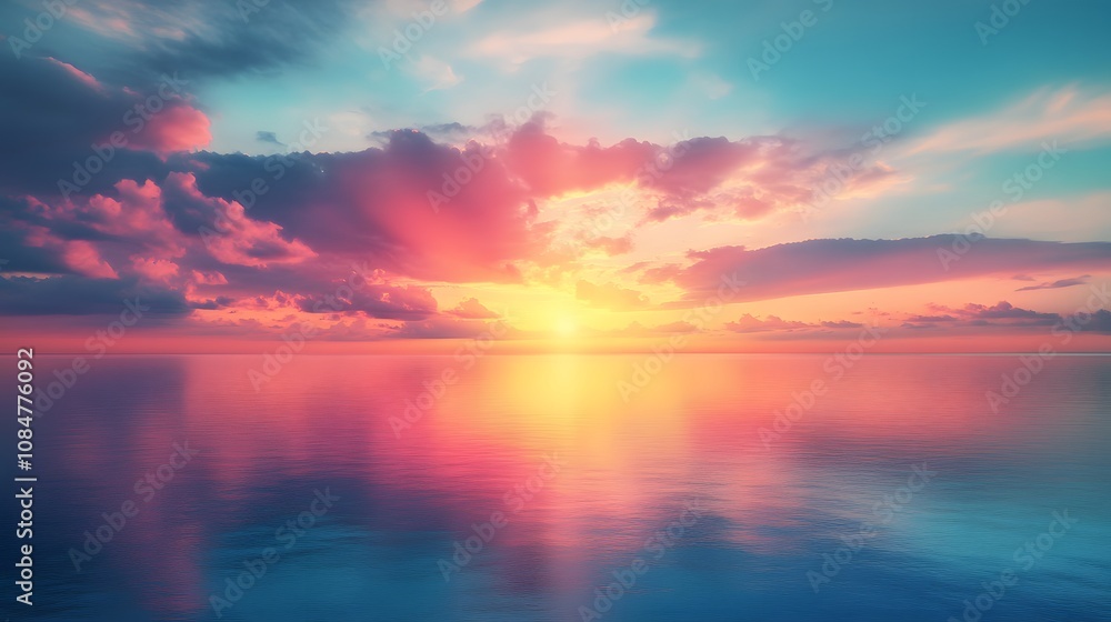 Fototapeta premium Vibrant Sunset Over the Ocean