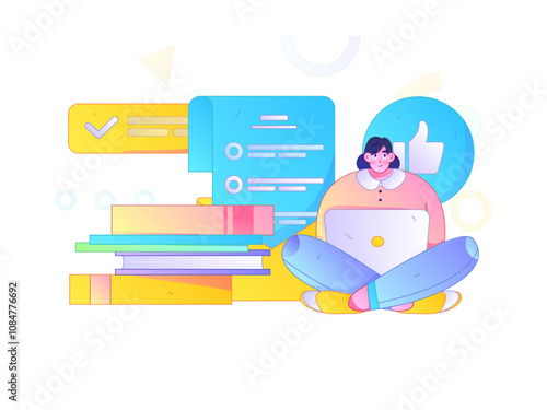 Flat vector illustration of business people operating work scene
