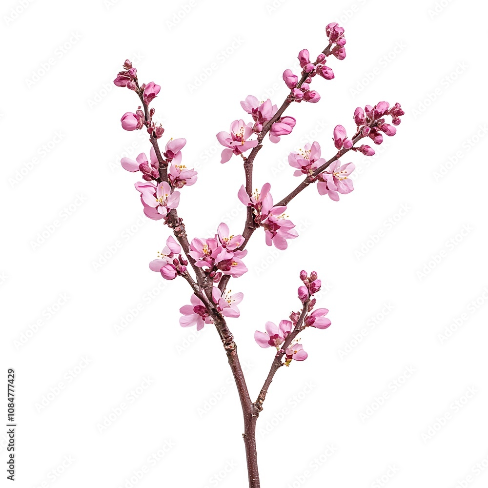 Eastern redbud isolated on white background, close up Eastern redbud isolated on white background, close up