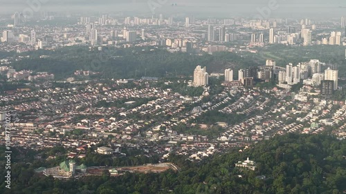 aerial Kuala Lumpur clear sunrise with lowcloud downtown area photo