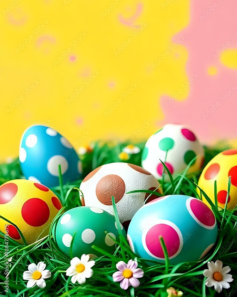 œufs de pâque dans de l'herbe et parmi les fleurs œufs de pâque dans de l'herbe et parmi les fleurs