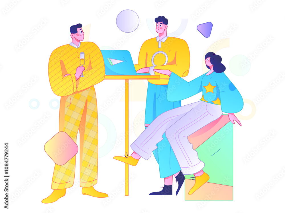 Fototapeta premium business, work, recruitment, business, collaboration, technology, cooperation, career, documents, enterprise, company, team, office, task, project, report, meeting, exchange, communication, characters