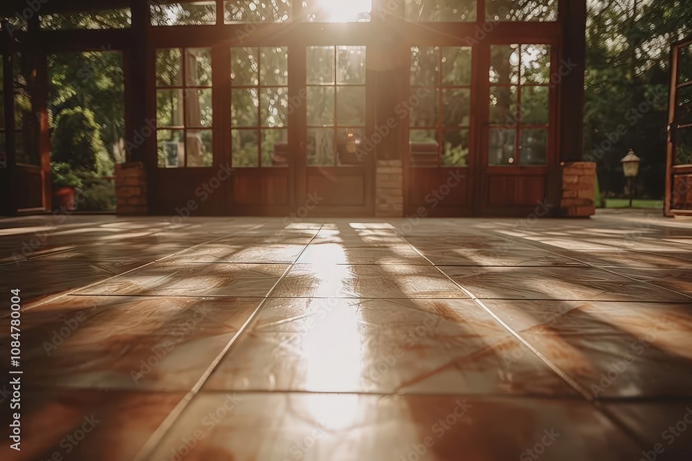 A large room with wooden floors and a lot of windows A large room with wooden floors and a lot of windows