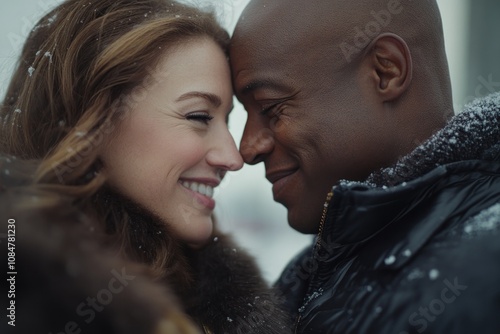 A Loving Couple Sharing a Heartfelt Smile, Radiating Tenderness and Connection A Stunning Portrait of Intimate Love, Affection, and Happiness This breathtaking image captures the essence of true