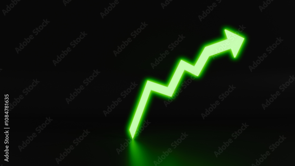 3D upward glowing green arrow representing growth and success. Ideal for presentations, infographics and marketing materials that seek to convey positivity and optimism. 3D upward glowing green arrow representing growth and success. Ideal for presentations, infographics and marketing materials that seek to convey positivity and optimism.