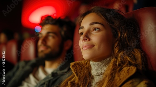 Couple Watching a Movie Capturing Intimate Connection and Warmth in Their Expressions, A Visual Journey of Love and Togetherness for Perfect Movie Night Inspiration and Romance