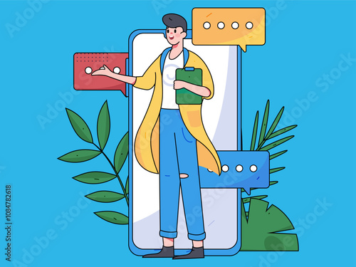 Flat vector illustration of business people operating work scene
